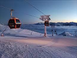 Valgrande-Pajares ski resort in Asturias, Spain - panoramic view of ski slopes and mountain facilities