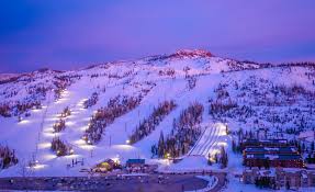 Brian Head ski resort in Brian Head, Utah, USA - panoramic view of ski slopes and mountain facilities