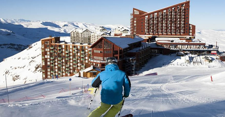 Antillanca ski resort in Los Lagos Region, Chile - panoramic view of ski slopes and mountain facilities