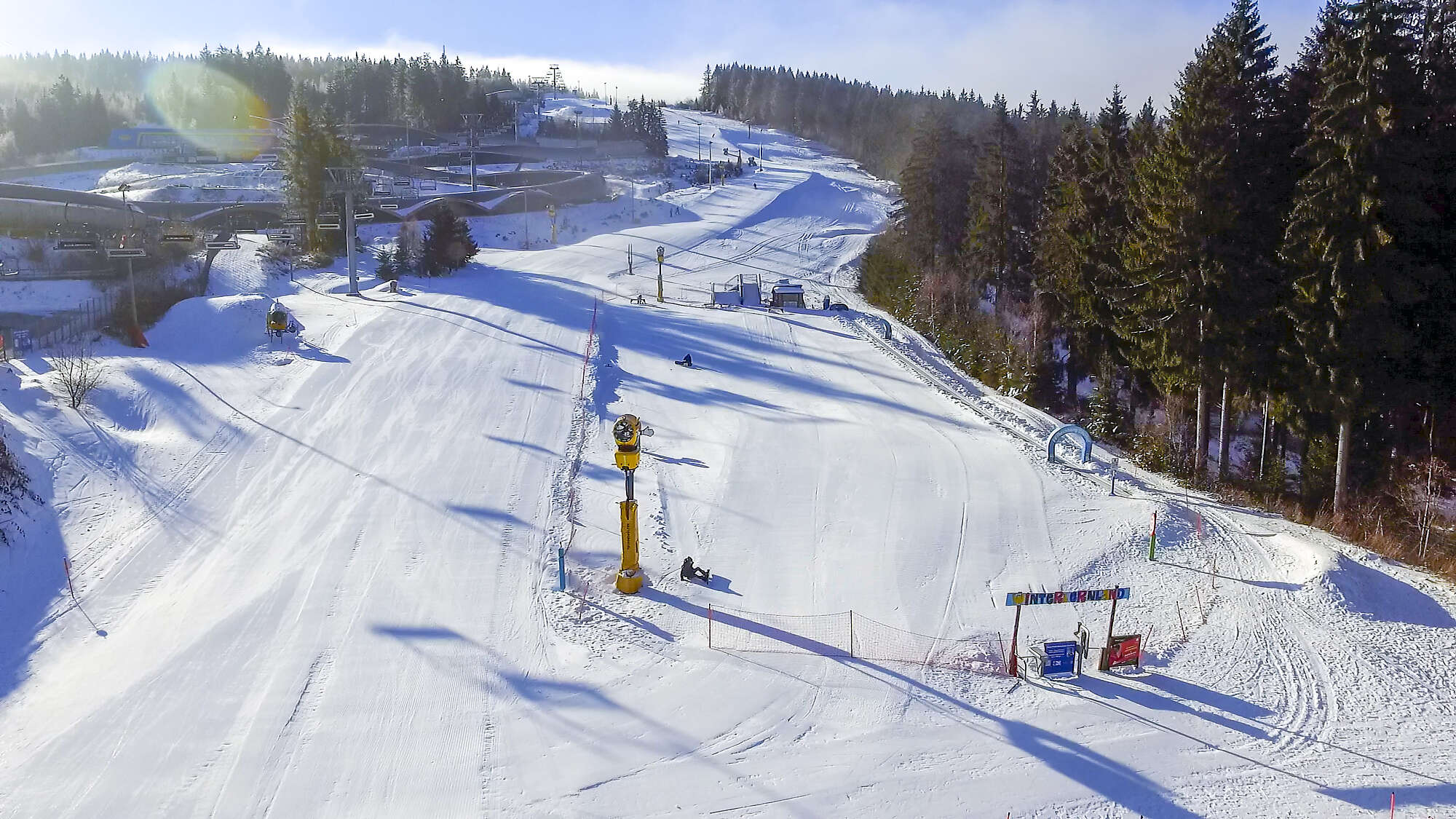 Brotterode ski resort in Thuringia, Germany - panoramic view of ski slopes and mountain facilities