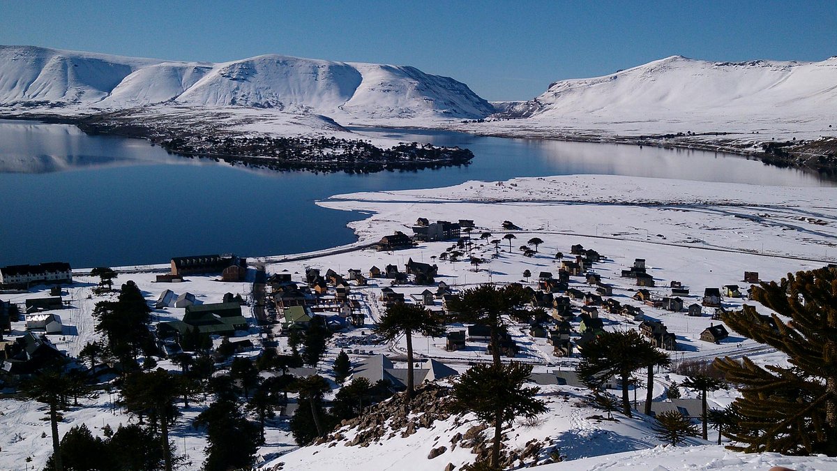 Caviahue ski resort in Neuquén, Argentina - panoramic view of ski slopes and mountain facilities