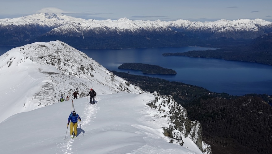 Cerro Bayo ski resort in Villa La Angostura, Argentina - panoramic view of ski slopes and mountain facilities