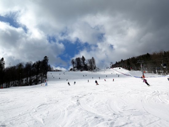 Jaworzyna Krynicka ski resort in Krynica-Zdrój, Lesser Poland, Poland - panoramic view of ski slopes and mountain facilities