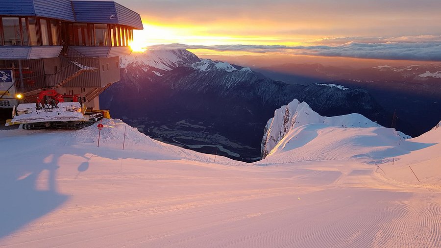 Kanin-Sella Nevea ski resort in Primorska, Slovenia - panoramic view of ski slopes and mountain facilities