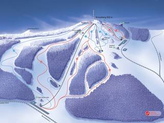 Kreuzberg ski resort in Rhön, Germany - panoramic view of ski slopes and mountain facilities