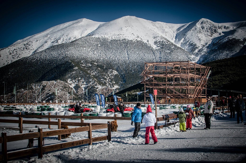 Naturlandia ski resort in Sant Julià de Lòria, Andorra - panoramic view of ski slopes and mountain facilities