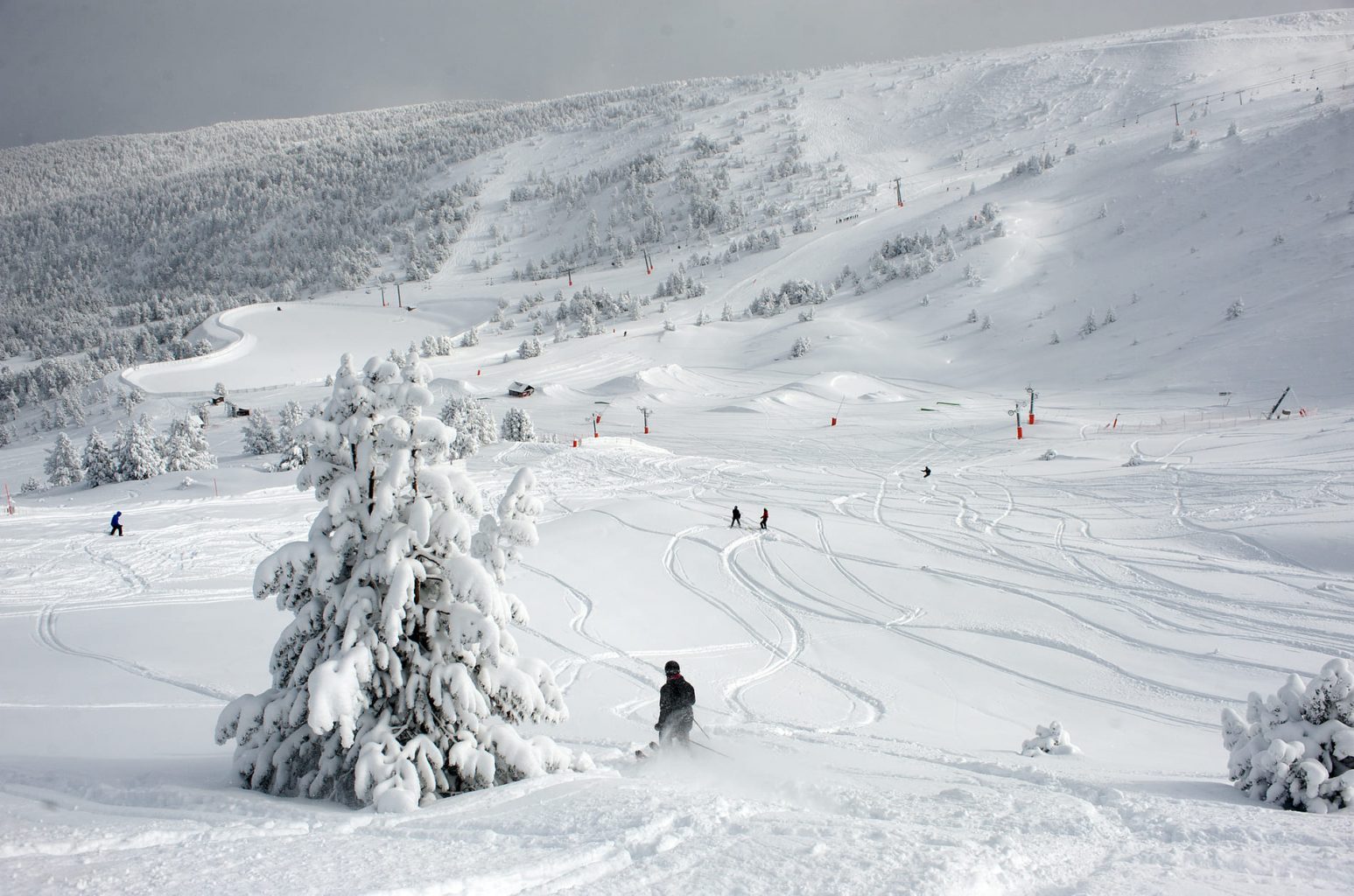 Spot Esquí Pallars ski resort in Lleida, Spain - panoramic view of ski slopes and mountain facilities