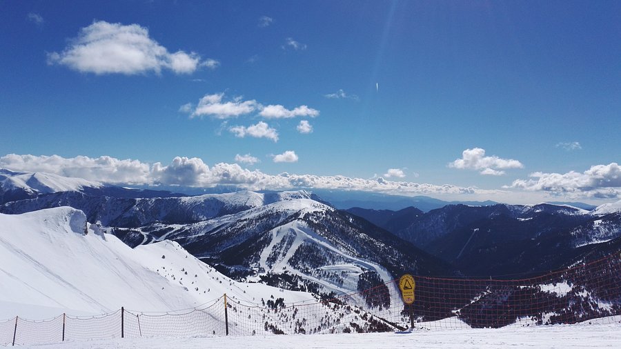 Vallnord Pal-Arinsal ski resort in La Massana, Andorra - panoramic view of ski slopes and mountain facilities