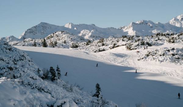 Bela - Slovenj Gradec ski resort in Carinthia, Slovenia - panoramic view of ski slopes and mountain facilities