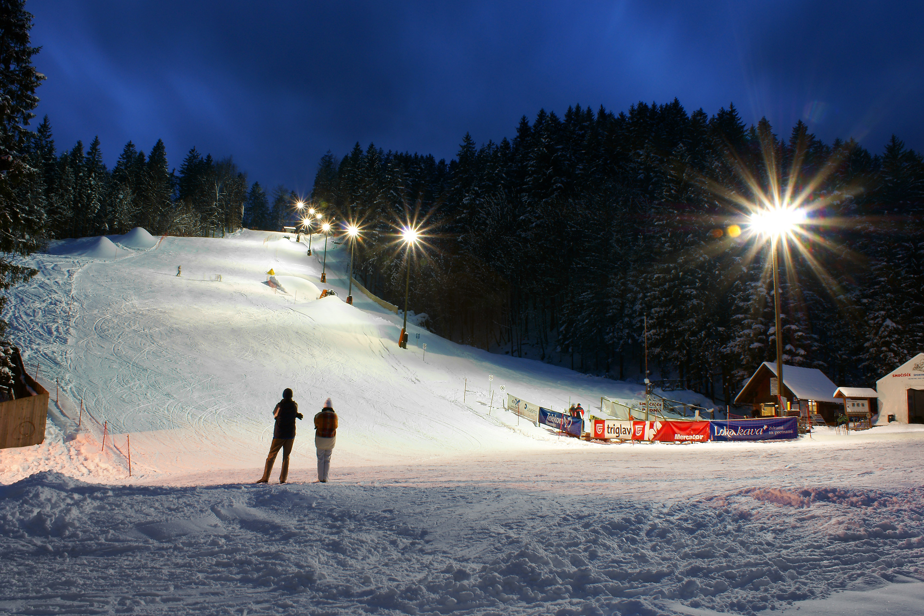 Rudno ski resort in Upper Carniola, Slovenia - panoramic view of ski slopes and mountain facilities