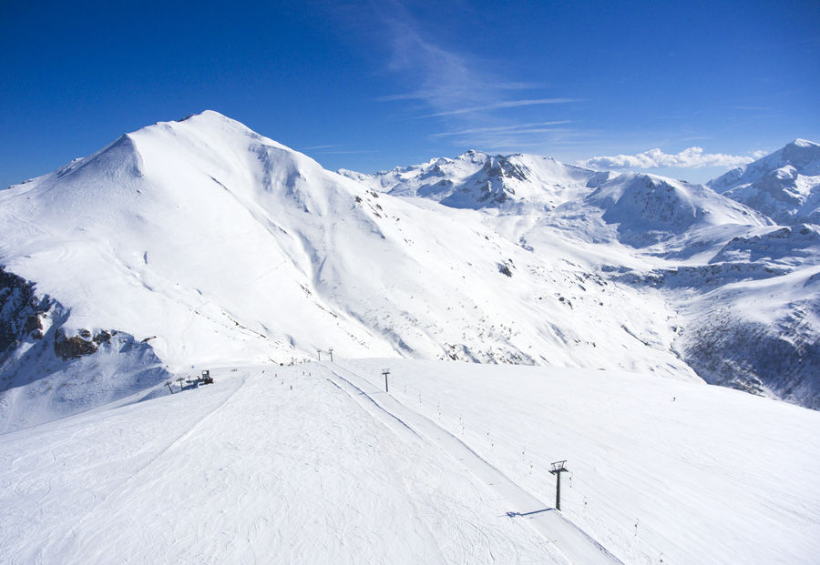 Artesina ski resort in Piedmont, Italy - panoramic view of ski slopes and mountain facilities