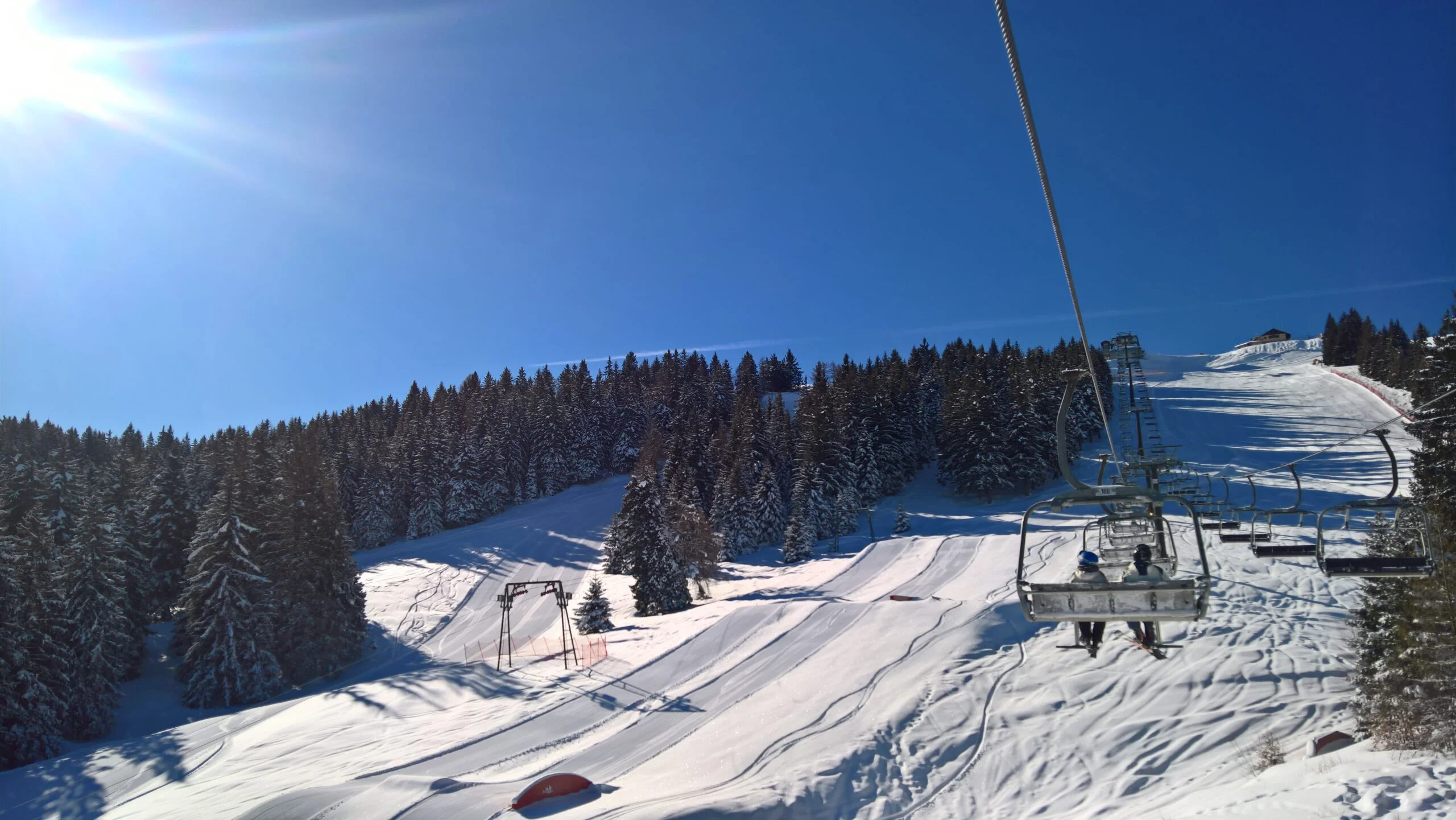 Borno ski resort in Lombardy, Italy - panoramic view of ski slopes and mountain facilities