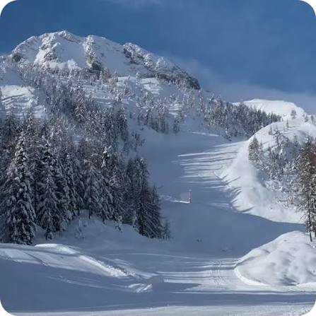 Colere ski resort in Lombardy, Italy - panoramic view of ski slopes and mountain facilities