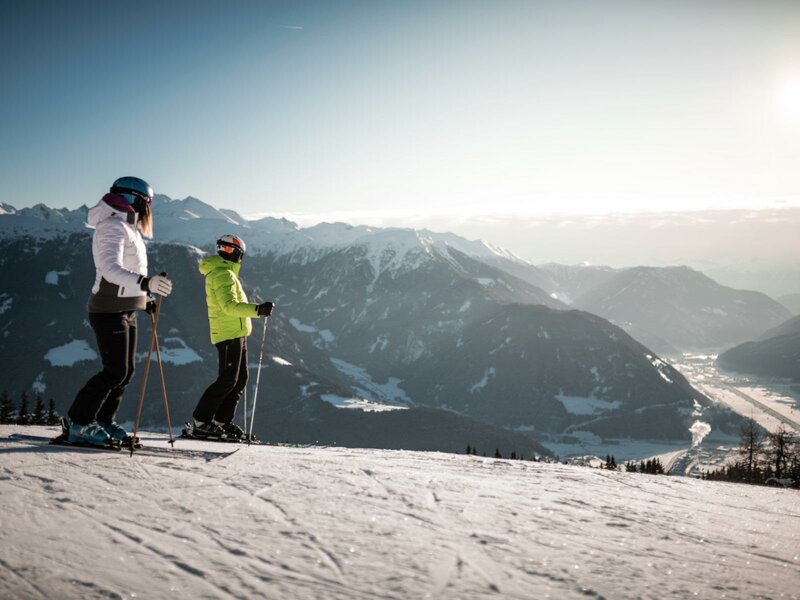 Monte Cavallo Vipiteno ski resort in South Tyrol, Italy - panoramic view of ski slopes and mountain facilities