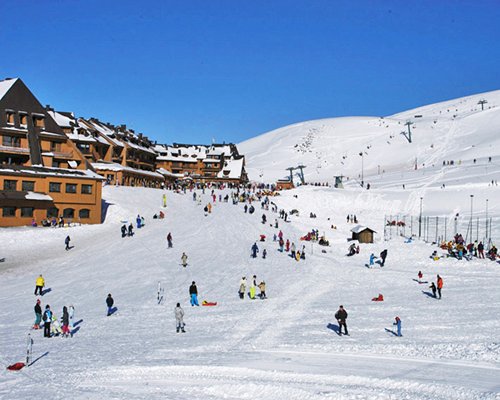 Montecampione ski resort in Lombardy, Italy - panoramic view of ski slopes and mountain facilities