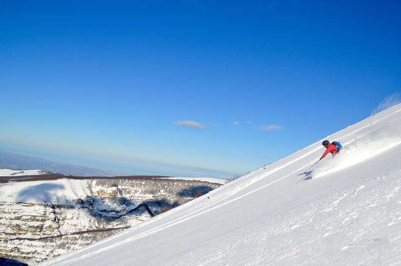 Passo Lanciano Majelletta ski resort in Abruzzo, Italy - panoramic view of ski slopes and mountain facilities