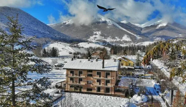 Pescasseroli ski resort in Abruzzo, Italy - panoramic view of ski slopes and mountain facilities