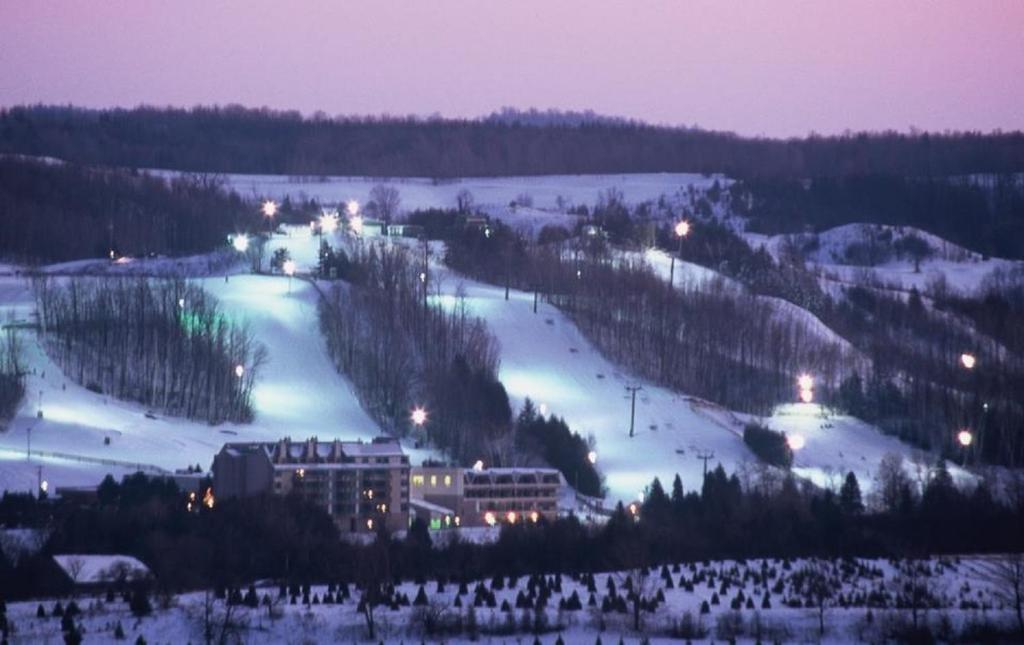 Hockley Valley Resort ski resort in Ontario, Canada - panoramic view of ski slopes and mountain facilities