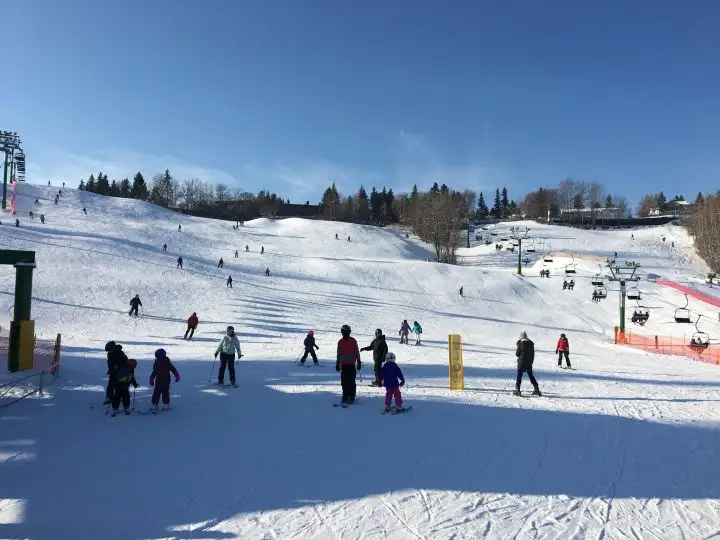 Snow Valley Edmonton ski resort in Alberta, Canada - panoramic view of ski slopes and mountain facilities