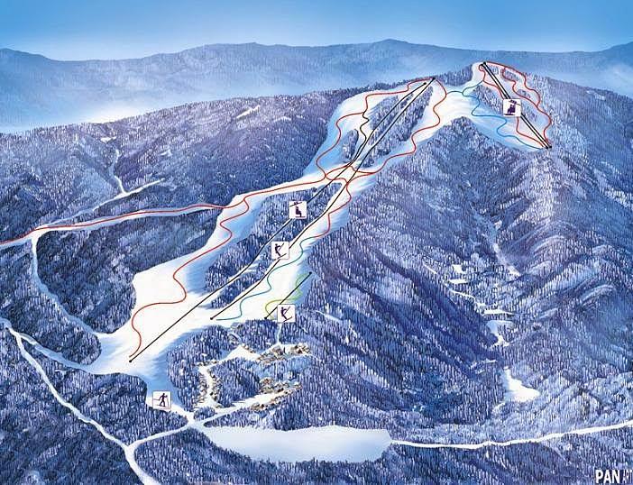 Begovo Razdolje ski resort in Mrkopalj, Gorski Kotar, Croatia - panoramic view of ski slopes and mountain facilities