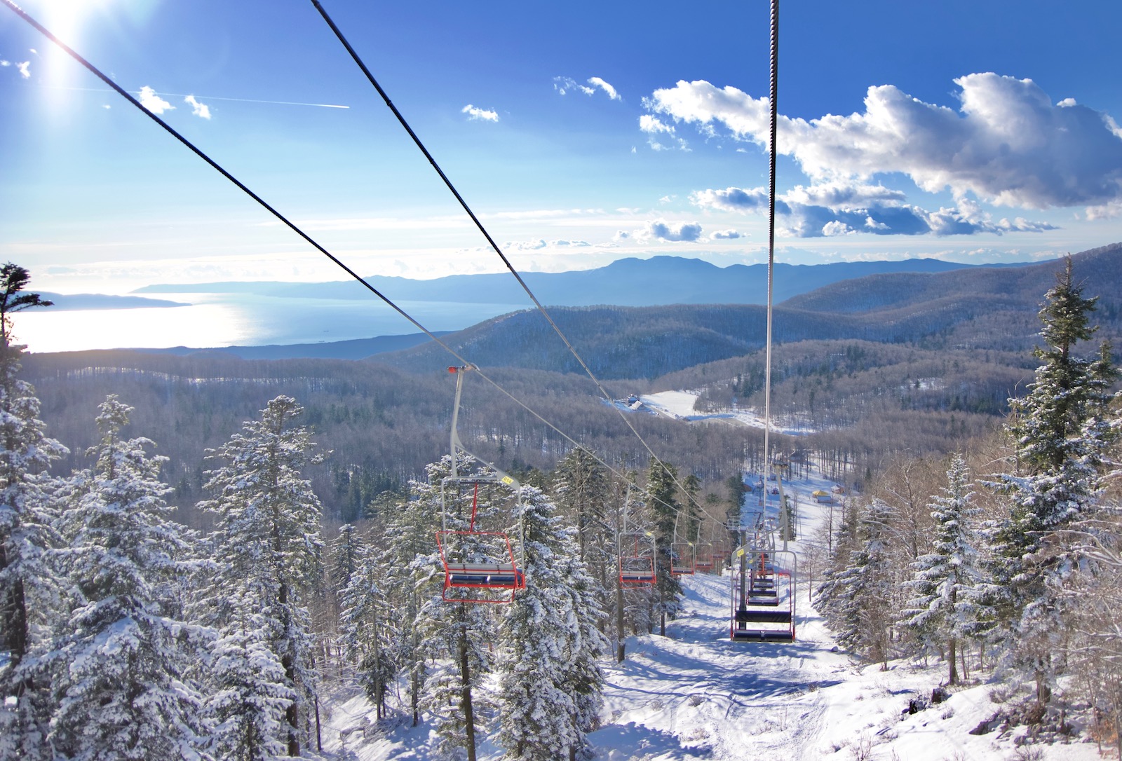 Platak ski resort in Gorski Kotar, Primorje-Gorski Kotar, Croatia - panoramic view of ski slopes and mountain facilities