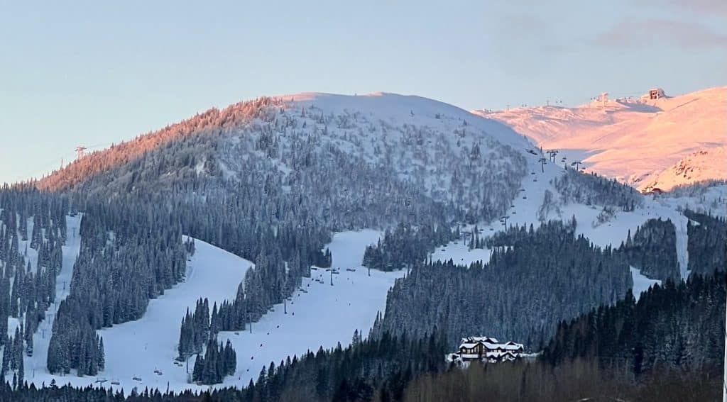 Åre Björnen ski resort in Åre, Jämtland, Sweden - panoramic view of ski slopes and mountain facilities
