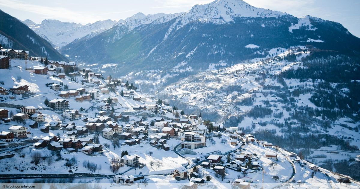 Veysonnaz ski resort in Valais, Switzerland - panoramic view of ski slopes and mountain facilities