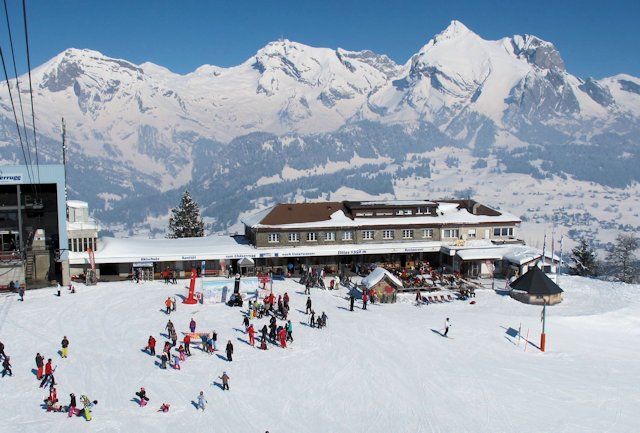Toggenburg Wildhaus-Unterwasser ski resort in St. Gallen, Switzerland - panoramic view of ski slopes and mountain facilities