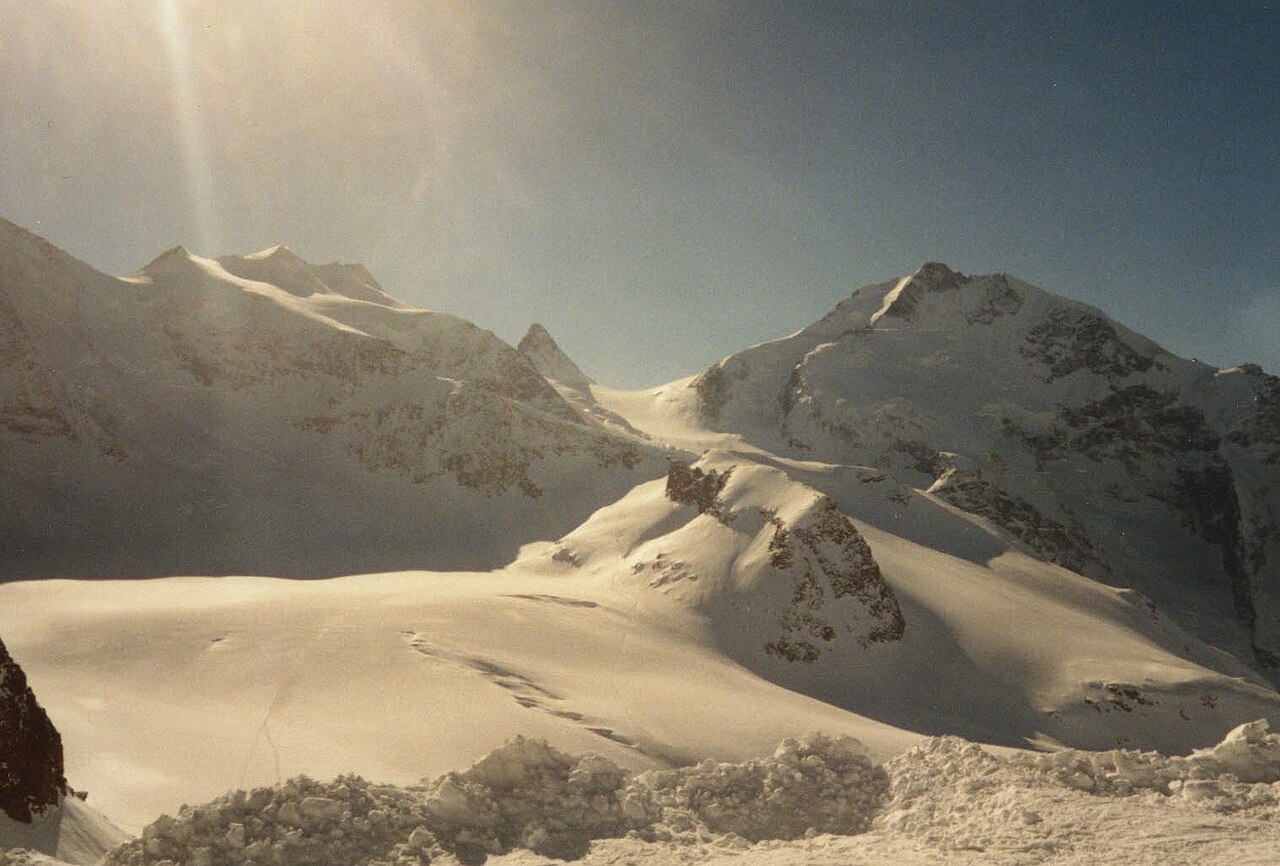 Axamer Lizum ski resort in Tirol, Austria - panoramic view of ski slopes and mountain facilities