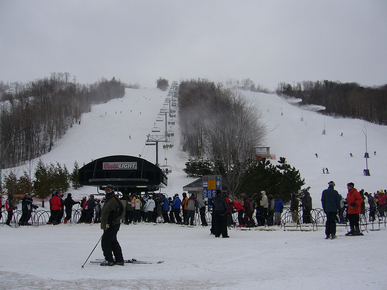 Blue Mountain ski resort in Ontario, Canada - panoramic view of ski slopes and mountain facilities