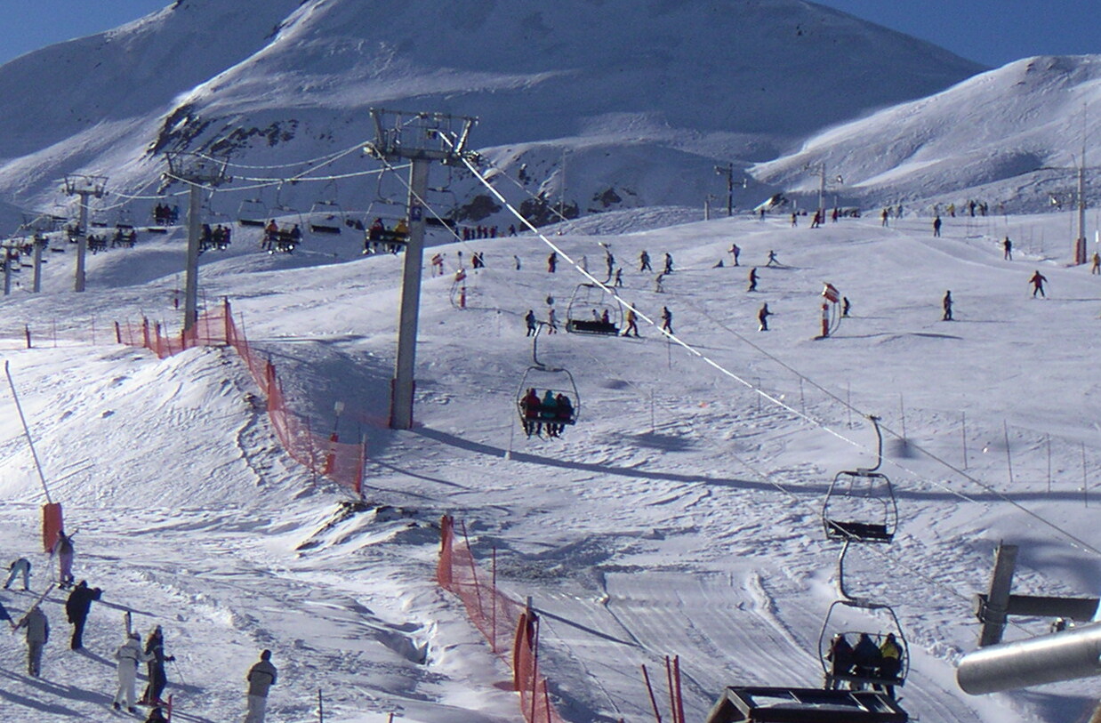 Boí Taüll ski resort in Catalonia, Spain - panoramic view of ski slopes and mountain facilities