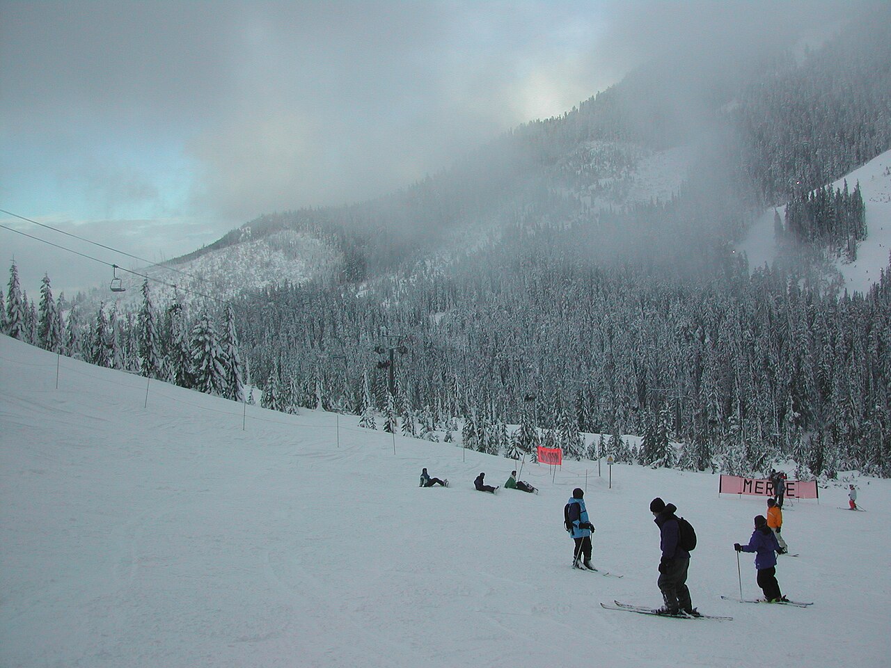 Cypress Mountain ski resort in British Columbia, Canada - panoramic view of ski slopes and mountain facilities