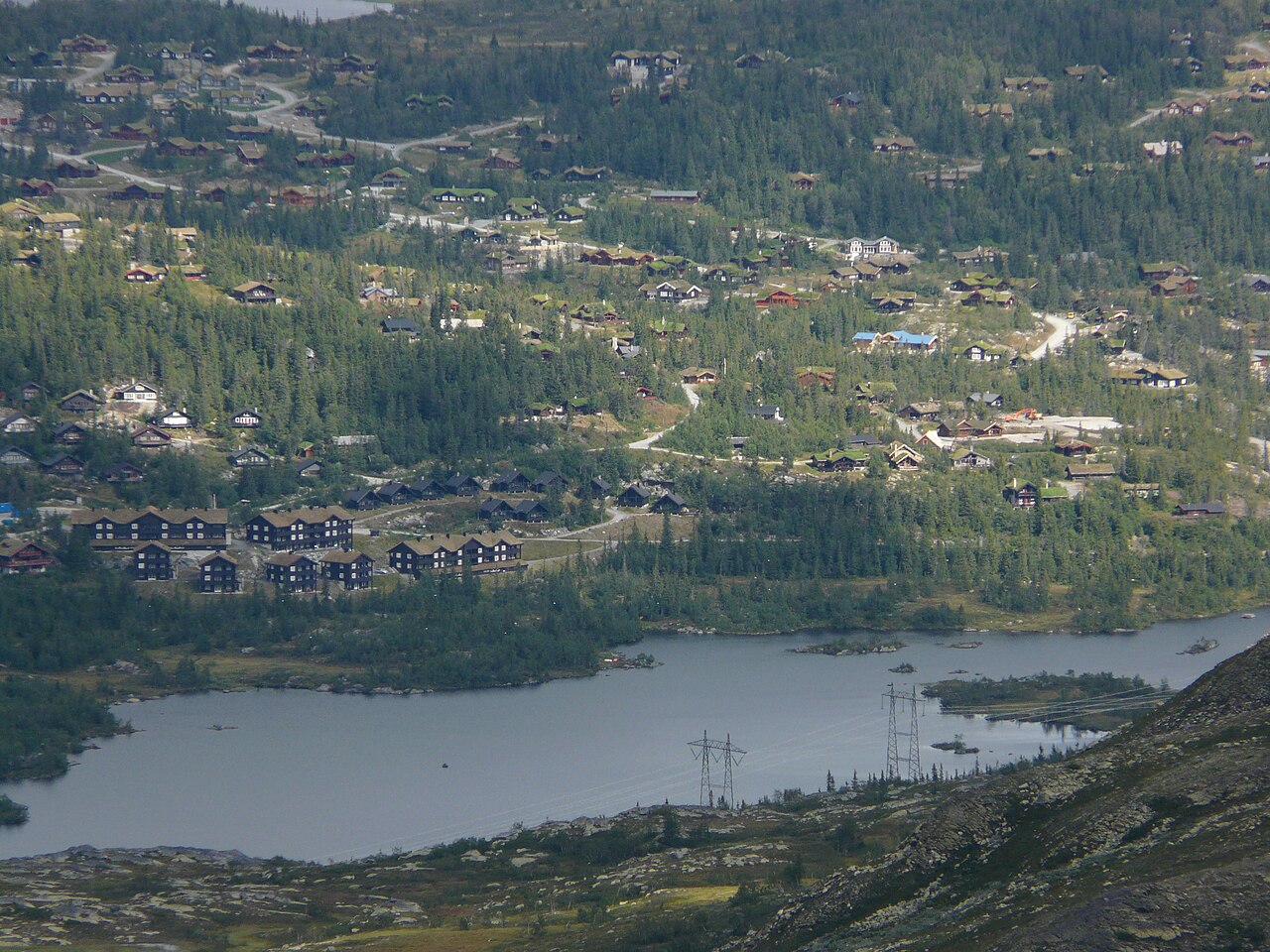 Gaustablikk ski resort in Telemark, Norway - panoramic view of ski slopes and mountain facilities