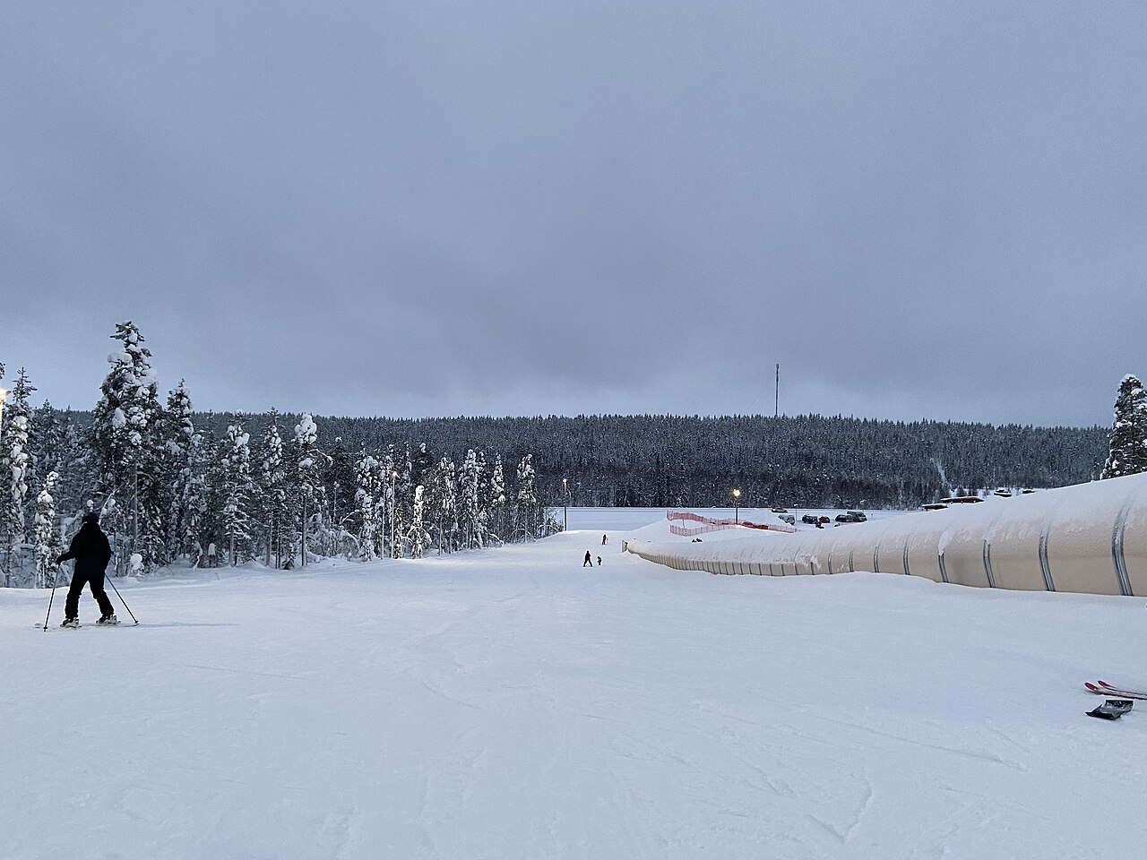 Levi ski resort in Kittilä, Finnish Lapland, Finland - panoramic view of ski slopes and mountain facilities