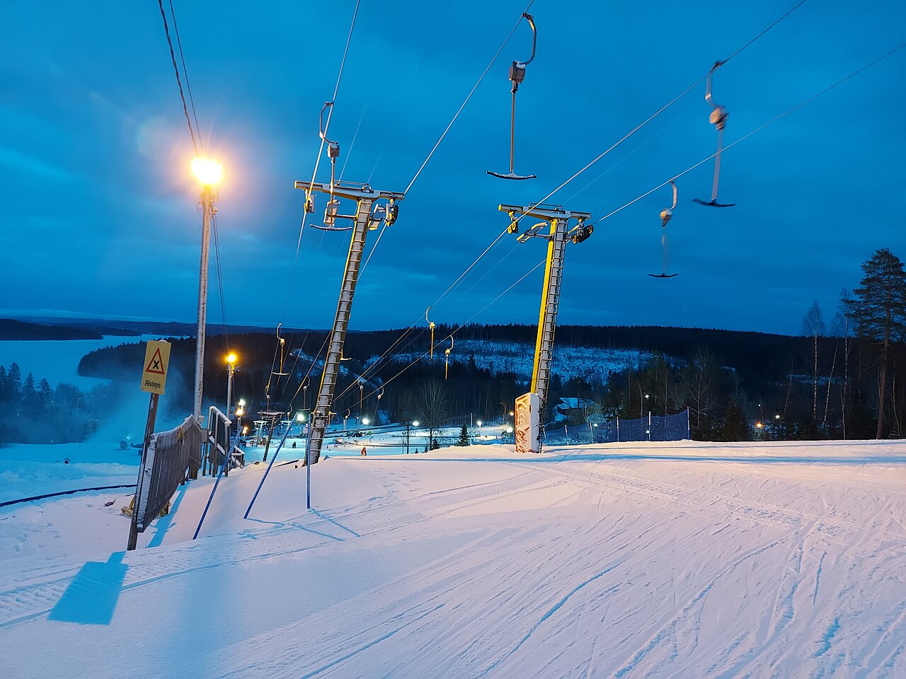 Messilä ski resort in Päijät-Häme, Finland - panoramic view of ski slopes and mountain facilities