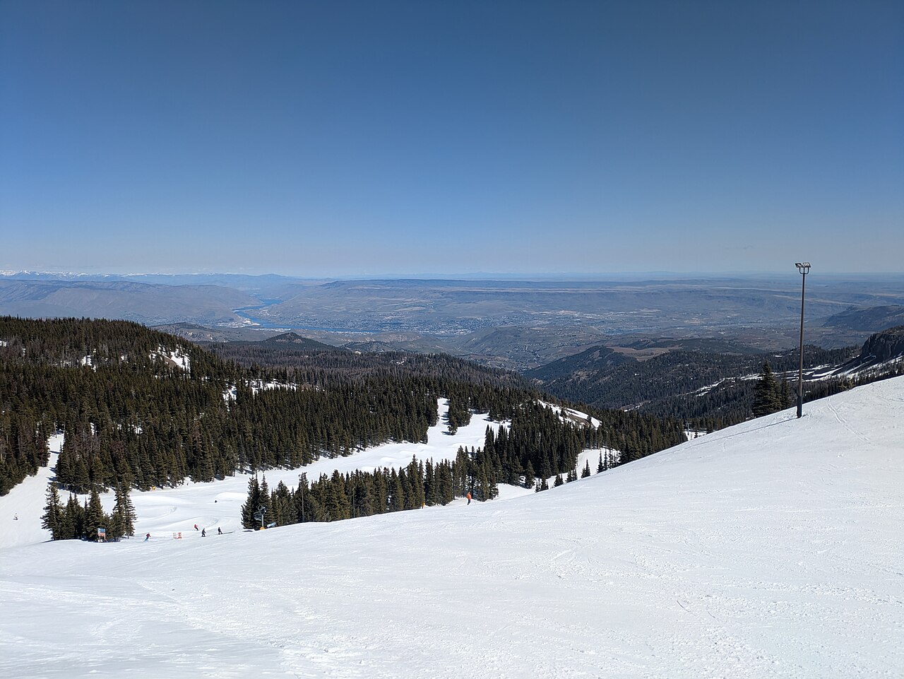 Mission Ridge ski resort in Wenatchee, Washington, USA - panoramic view of ski slopes and mountain facilities