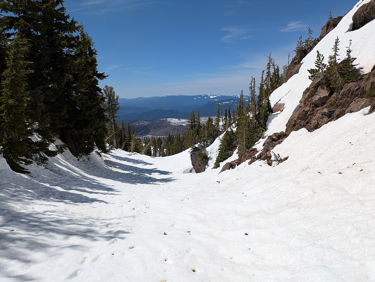 Mount Snow ski resort in West Dover, Vermont, USA - panoramic view of ski slopes and mountain facilities