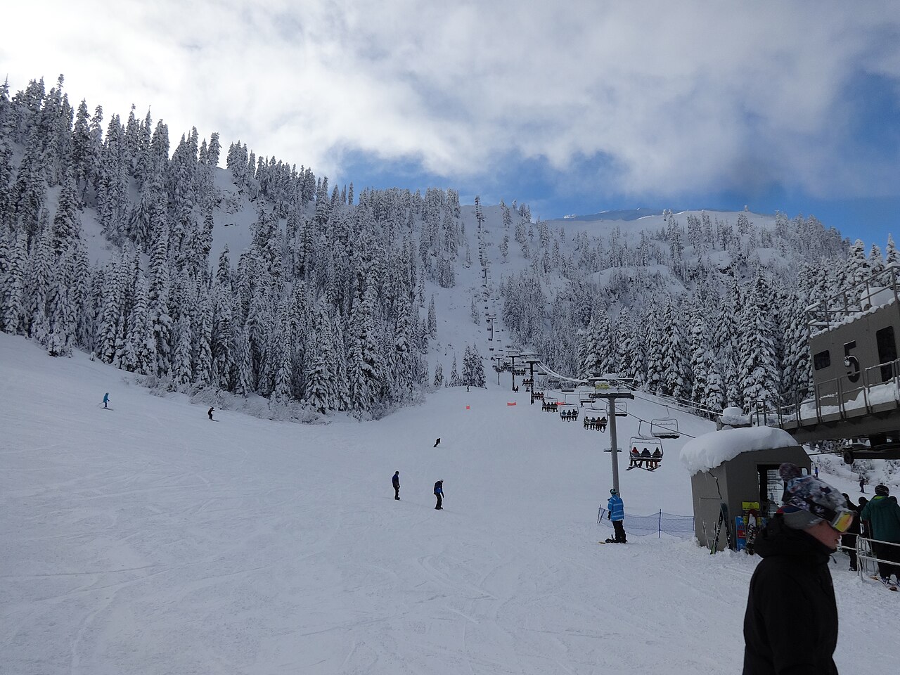 Mt. Baker ski resort in Deming, Washington, USA - panoramic view of ski slopes and mountain facilities