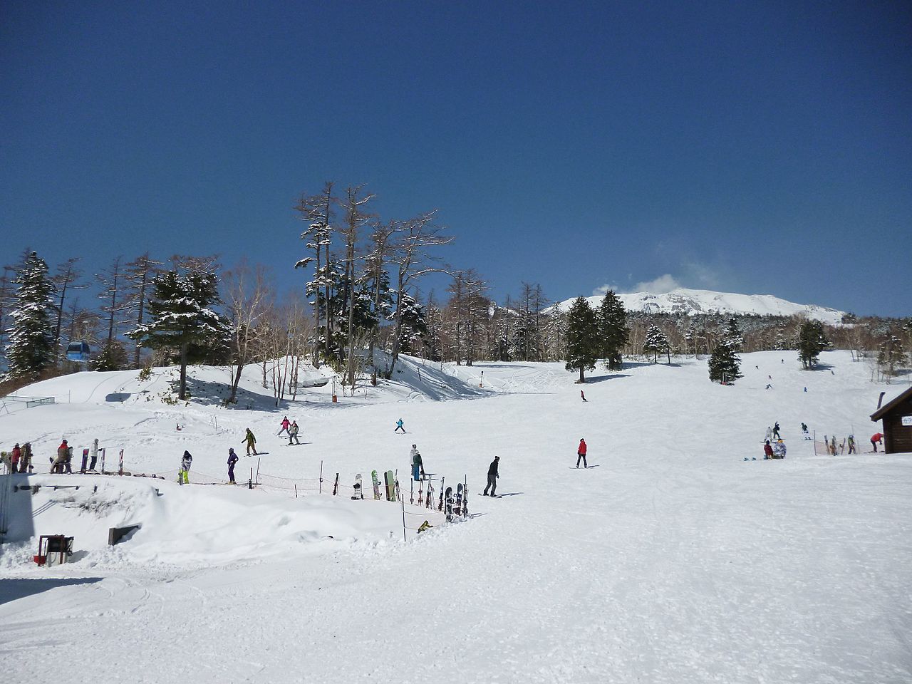 Ontake 2240 ski resort in Nagano, Japan - panoramic view of ski slopes and mountain facilities
