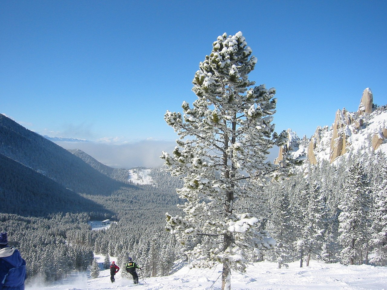 Red Lodge Mountain ski resort in Red Lodge, Montana, USA - panoramic view of ski slopes and mountain facilities