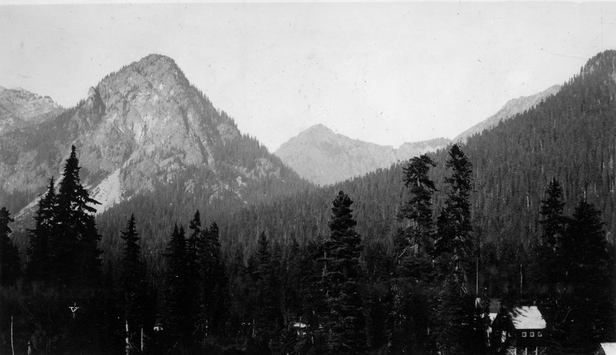 The Summit at Snoqualmie ski resort in Snoqualmie Pass, Washington, USA - panoramic view of ski slopes and mountain facilities