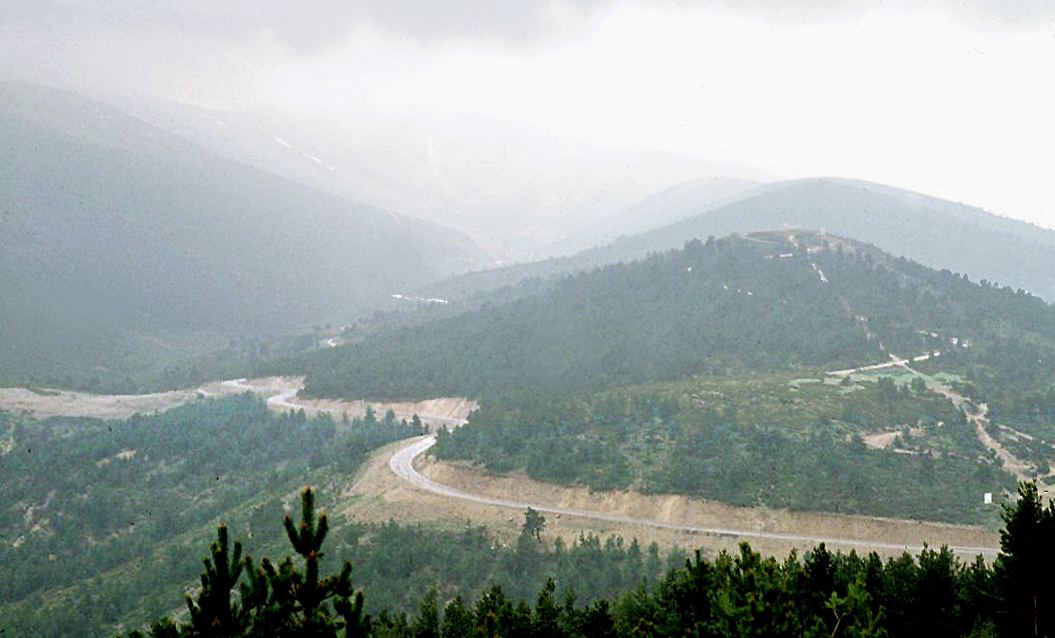 Valdesquí ski resort in Madrid, Spain - panoramic view of ski slopes and mountain facilities