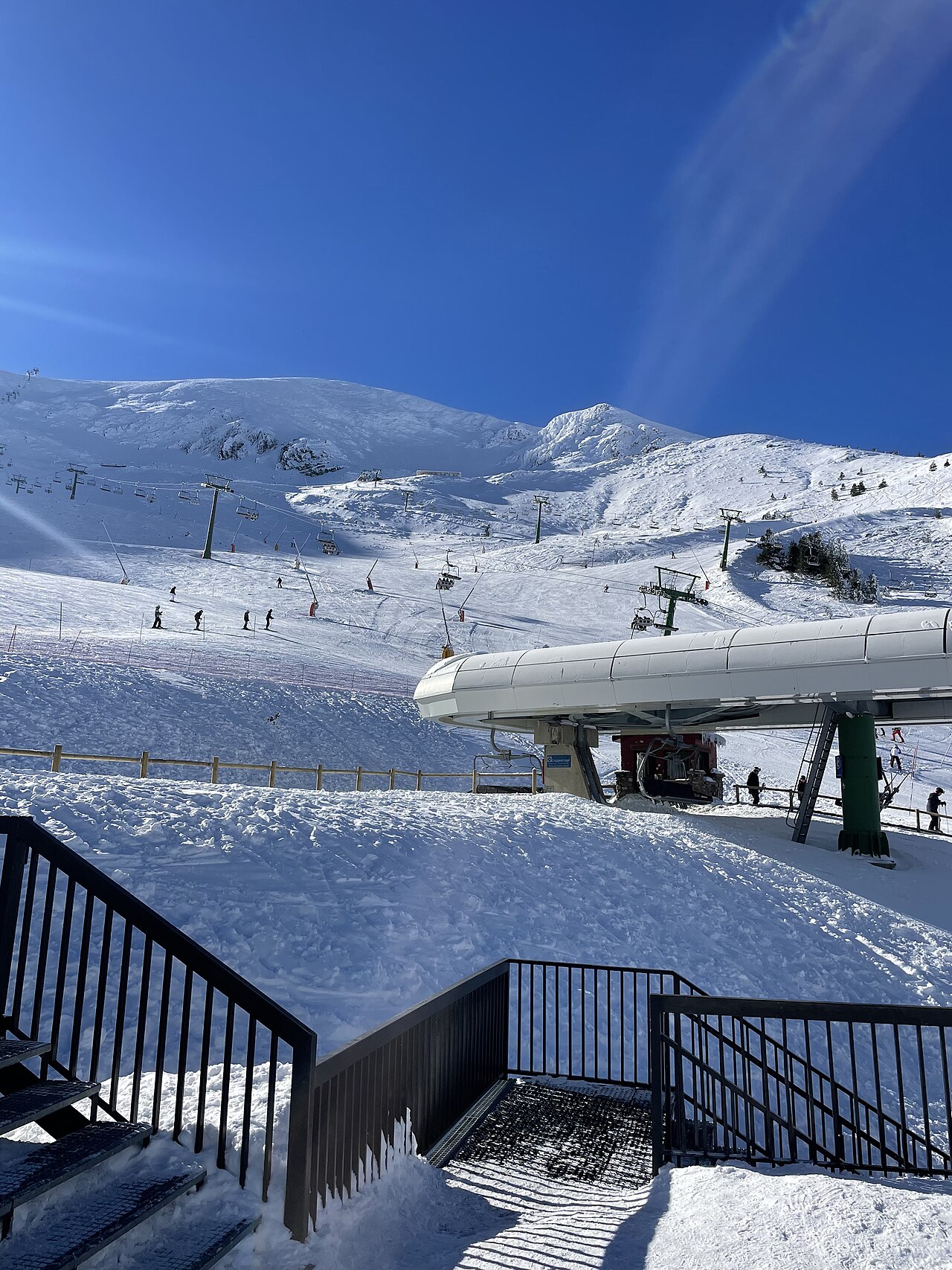 Valdezcaray ski resort in La Rioja, Spain - panoramic view of ski slopes and mountain facilities