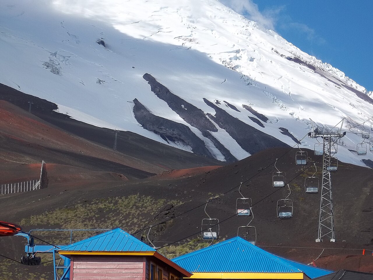 Volcán Osorno ski resort in Los Lagos, Chile - panoramic view of ski slopes and mountain facilities
