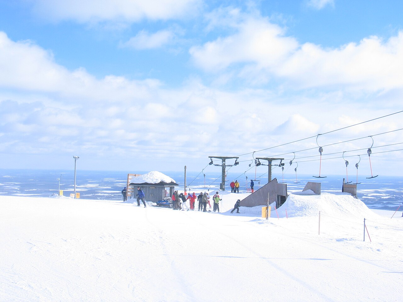 Ylläs ski resort in Kolari, Finnish Lapland, Finland - panoramic view of ski slopes and mountain facilities